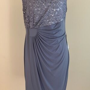 Elegant slate blue/lavender party dress with sparkle bodice.